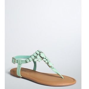 Torrid mint green t-strap gemstone sandals 9 wide